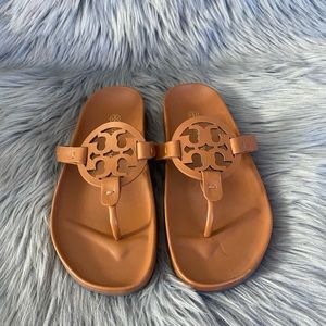 Tory Burch Miller Leather Cloud Sandals Vachetta size 7